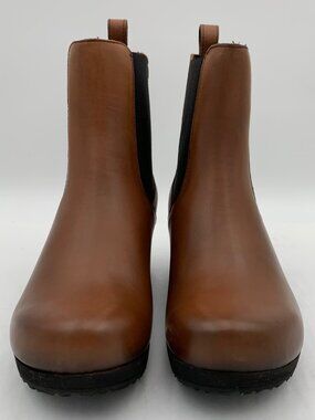 Birkenstock Ebba Slip On Black/Cognac Natural Leather Narrow Width Boots